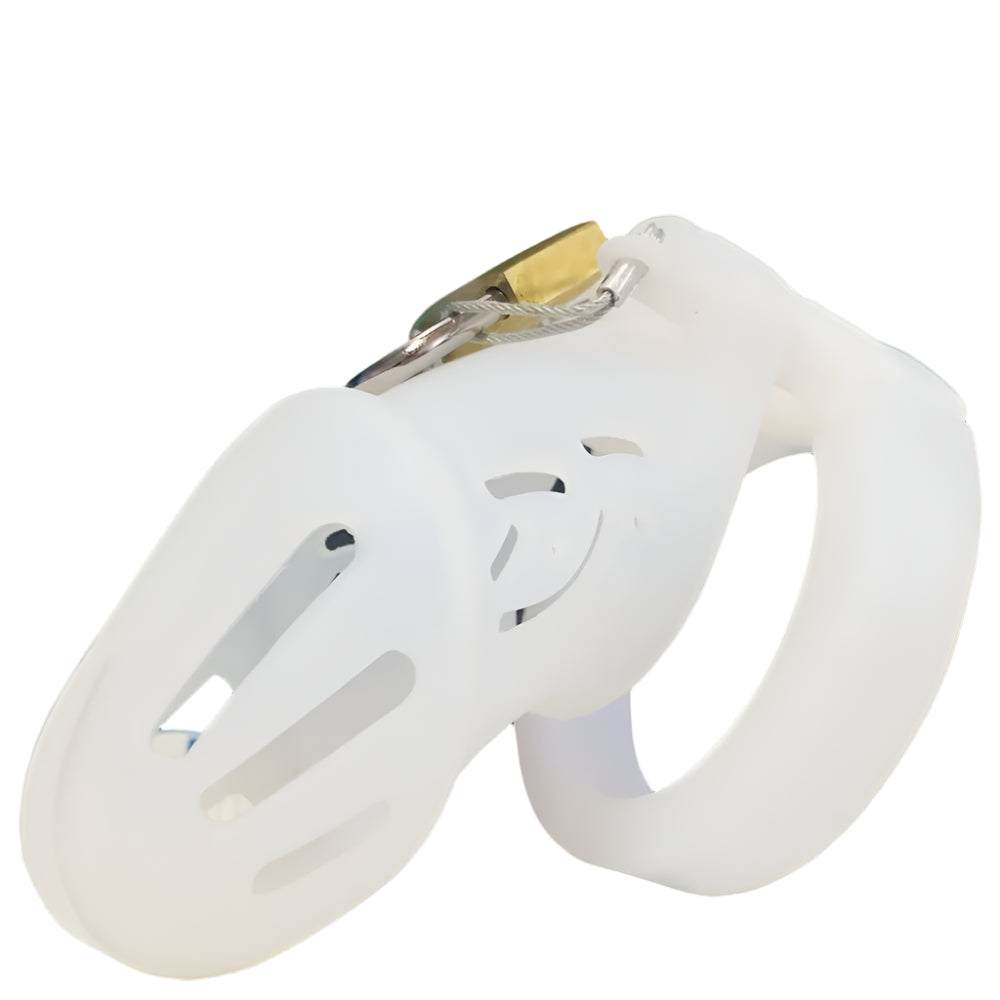 Short Silicone Chastity Cage - White