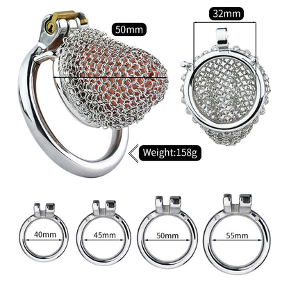 Metal Chastity Cage - Breathable Net - S