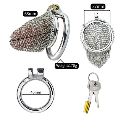 Metal Chastity Cage - Breathable Net - M