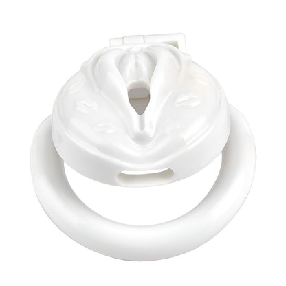 Vagina-Shaped Flat Chastity Cage - White