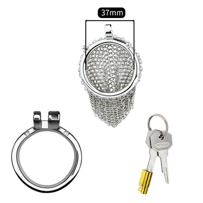 Metal Chastity Cage - Breathable Net - M