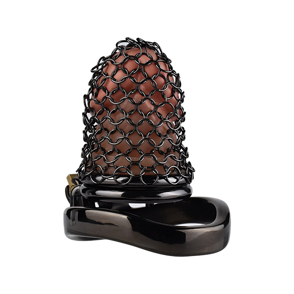 Metal Chastity Cage - Breathable Net - S - Black