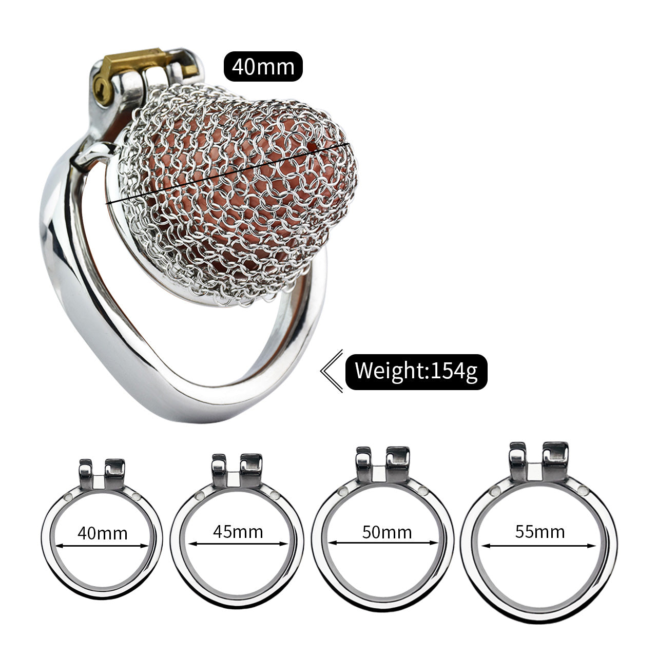 Metal Chastity Cage - Breathable Net - XS