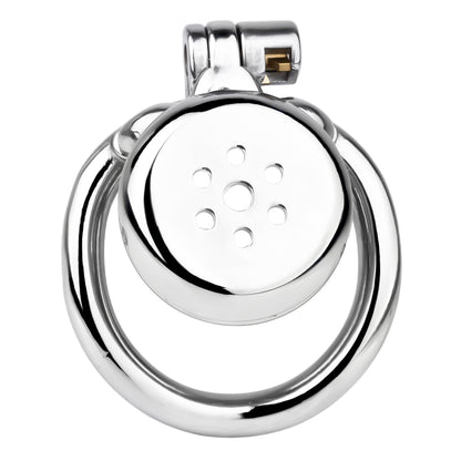 Compact and secure permanent chastity cage tailored for long-term wear, ideal for those who enjoy chastity husband dynamics, chastity humiliation, or exploring gay chastity themes.