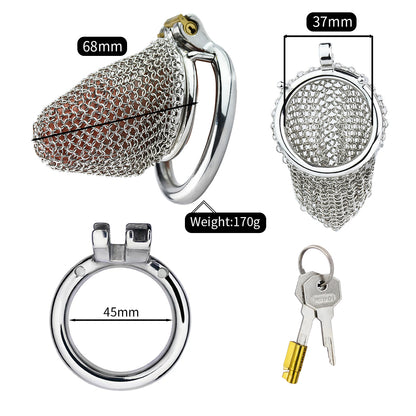 Metal Chastity Cage - Breathable Net - M