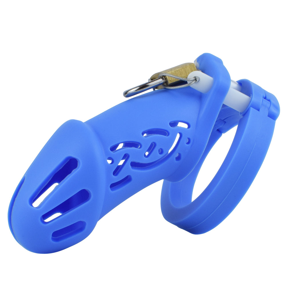 Silicone Chastity Cage - Blue