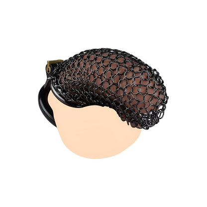 Metal Chastity Cage - Breathable Net - XL - Black