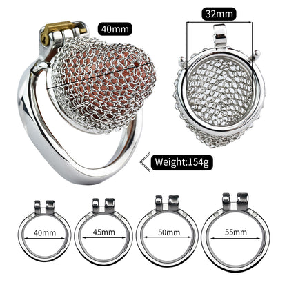 Metal Chastity Cage - Breathable Net - XS