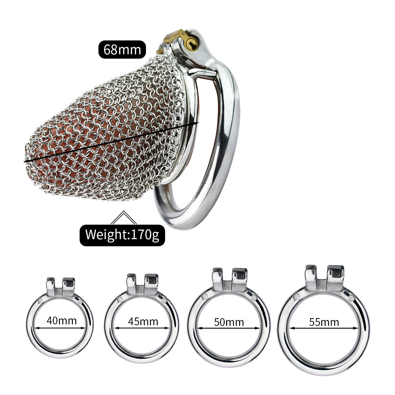 Metal Chastity Cage - Breathable Net - M