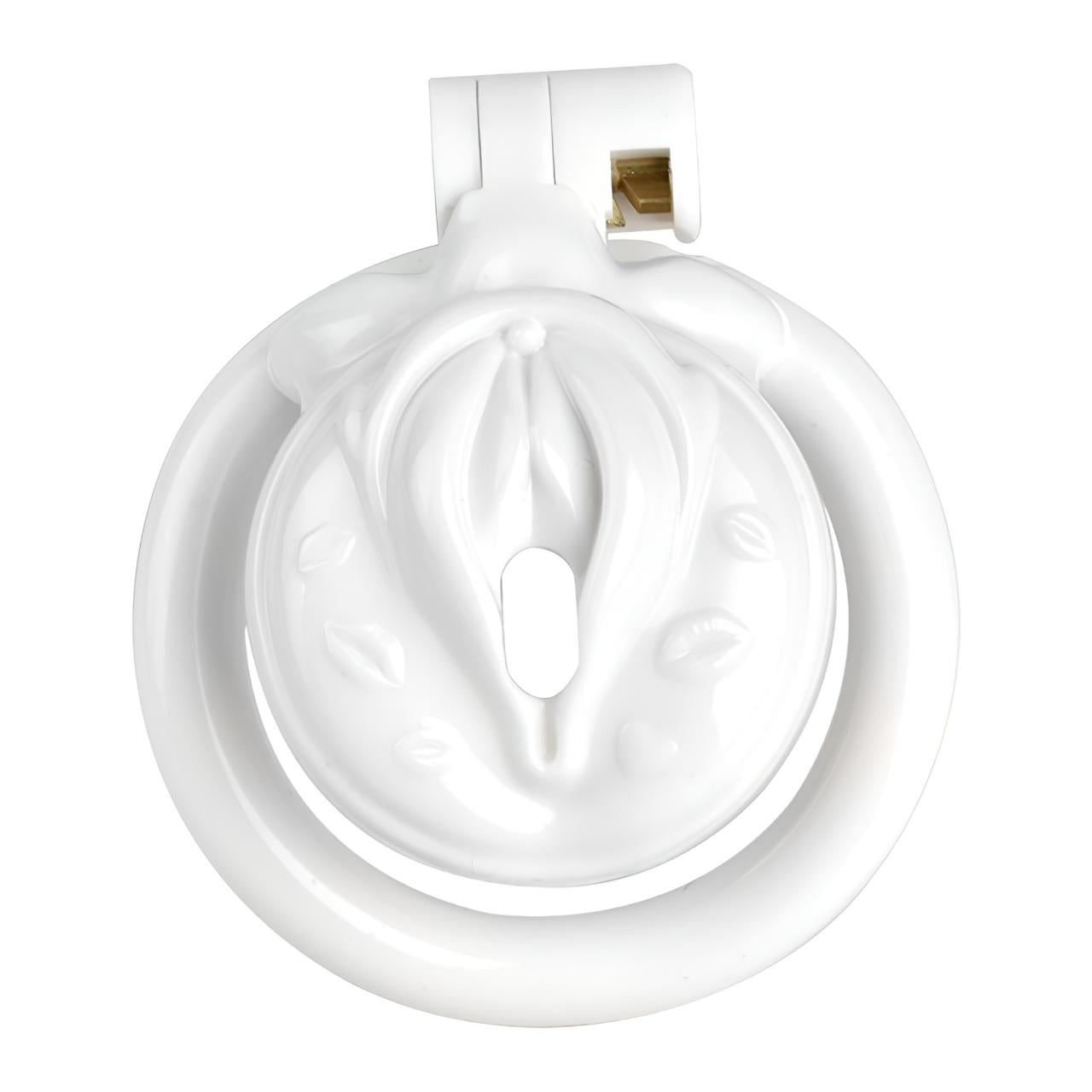 Vagina-Shaped Flat Chastity Cage - White