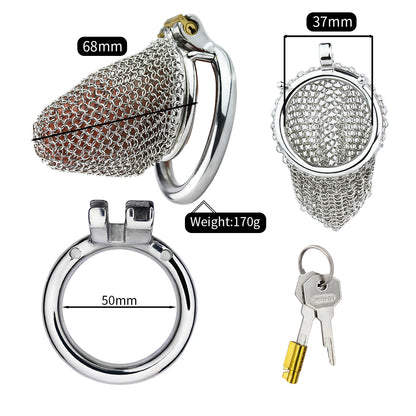 Metal Chastity Cage - Breathable Net - M