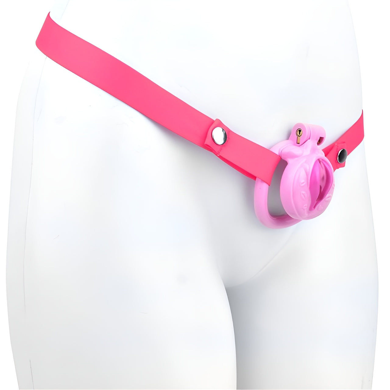 Vagina-Shaped Flat Chastity Cage - Pink