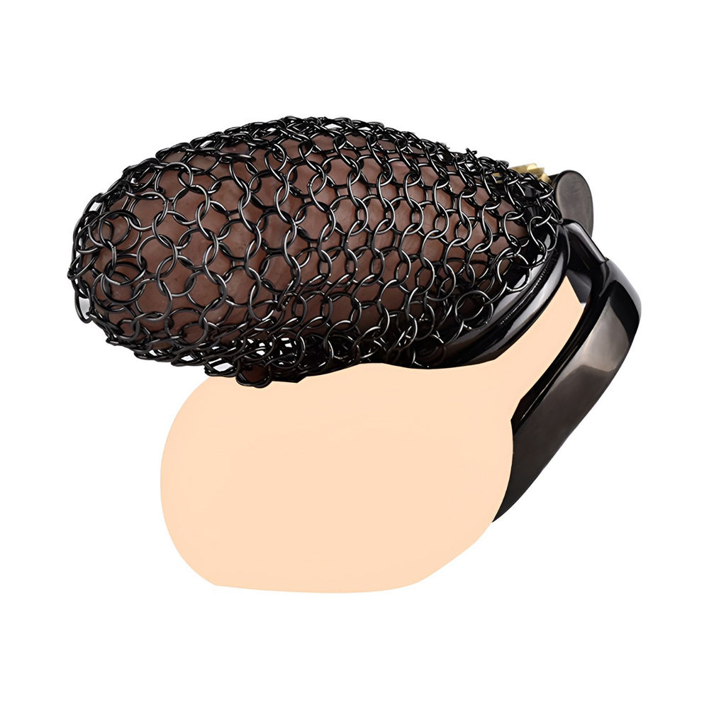 Metal Chastity Cage - Breathable Net - L - Black