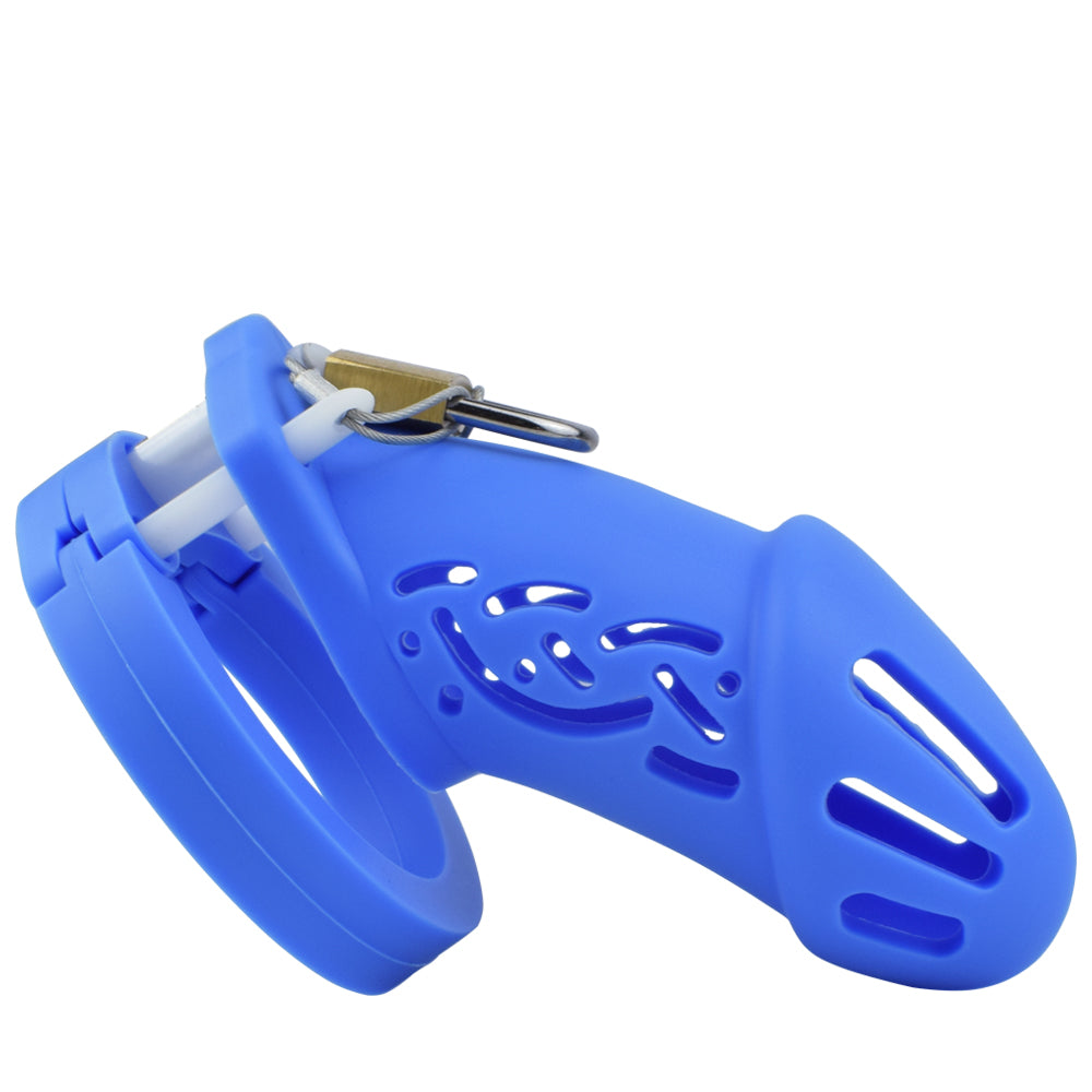 Silicone Chastity Cage - Blue