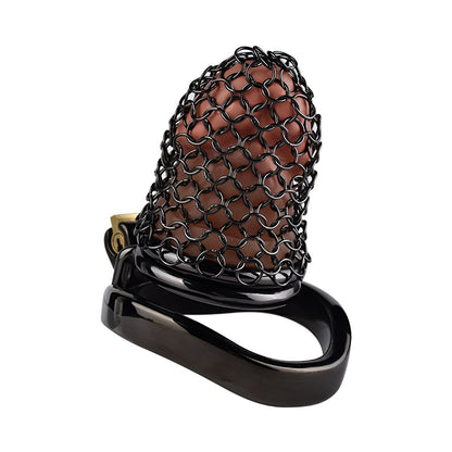 Metal Chastity Cage - Breathable Net - S - Black