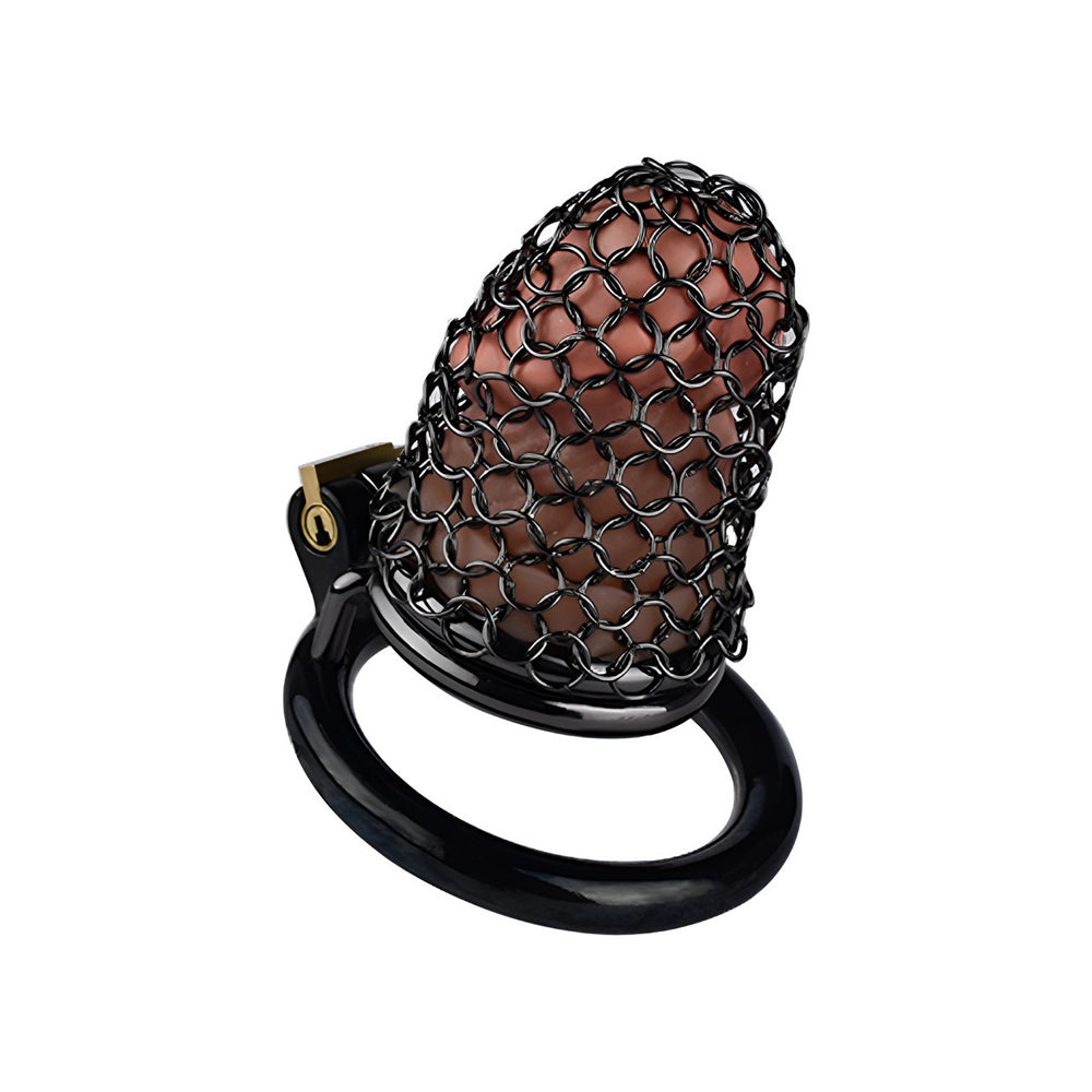 Metal Chastity Cage - Breathable Net - S - Black