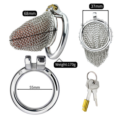 Metal Chastity Cage - Breathable Net - M