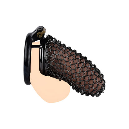 Metal Chastity Cage - Breathable Net - L - Black