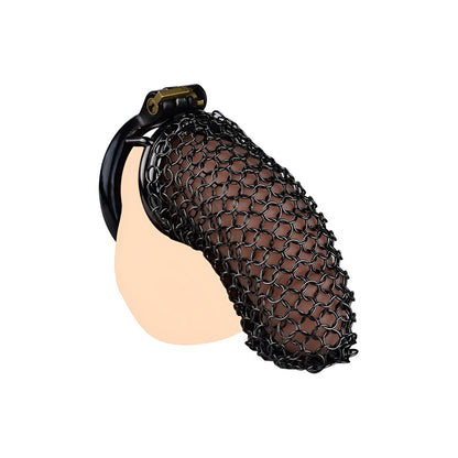 Metal Chastity Cage - Breathable Net - XL - Black