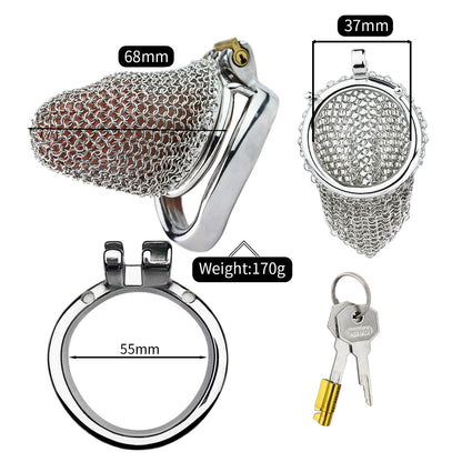 Metal Chastity Cage - Breathable Net - M