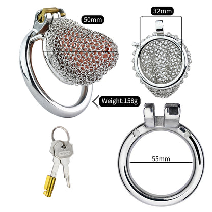 Metal Chastity Cage - Breathable Net - S