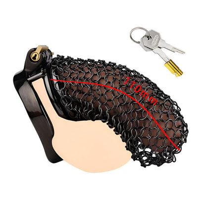 Metal Chastity Cage - Breathable Net - XL - Black