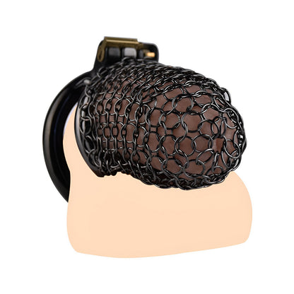 Metal Chastity Cage - Breathable Net - M - Black