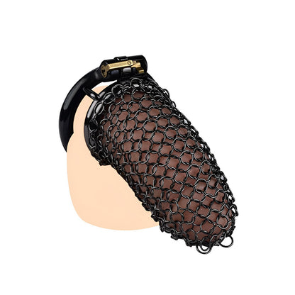 Metal Chastity Cage - Breathable Net - L - Black