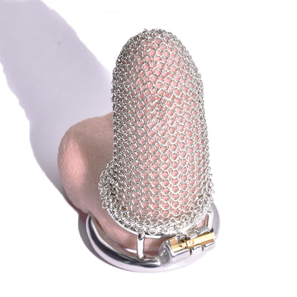 Metal Chastity Cage - Breathable Net - L