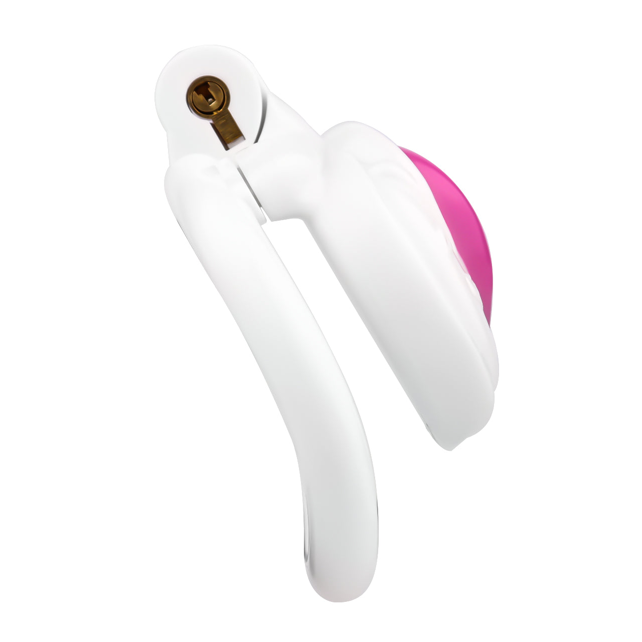 Vagina-Shaped Flat Chastity Cage - White & Pink