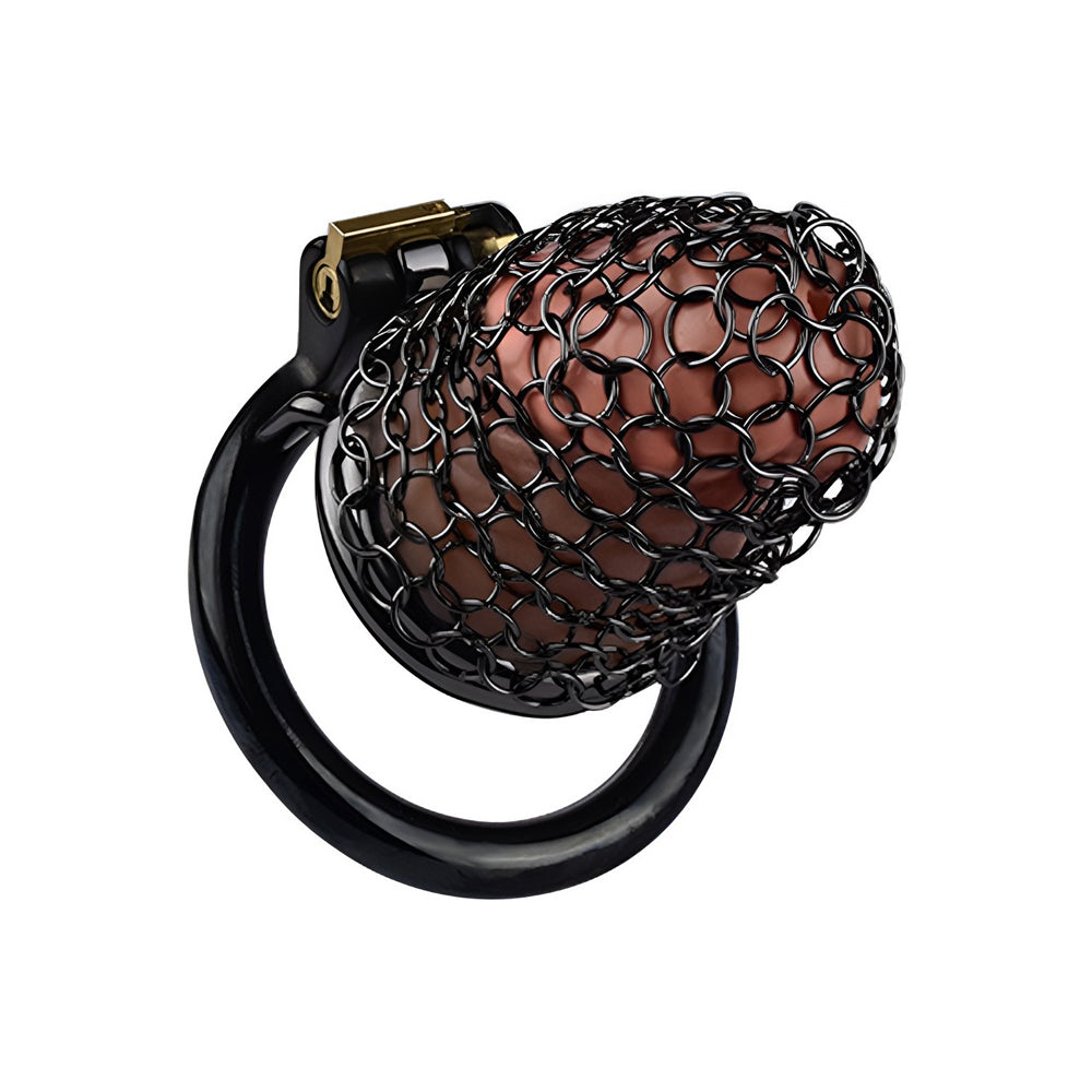 Metal Chastity Cage - Breathable Net - S - Black