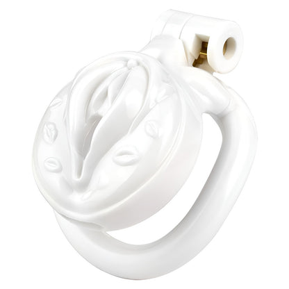 Vagina-Shaped Flat Chastity Cage - White