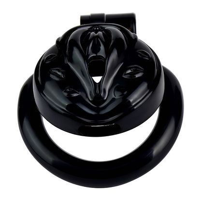 Vagina-Shaped Flat Chastity Cage - Black