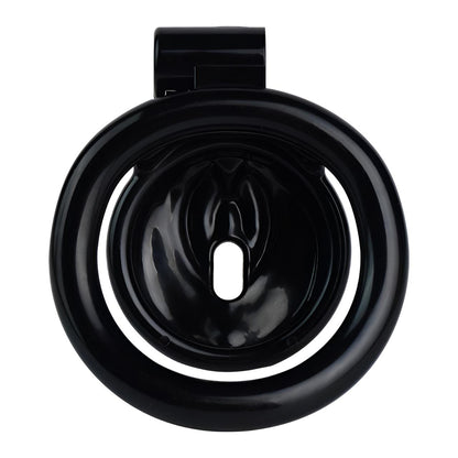 Vagina-Shaped Flat Chastity Cage - Black