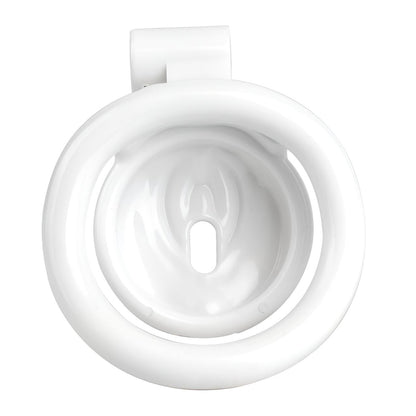 Vagina-Shaped Flat Chastity Cage - White