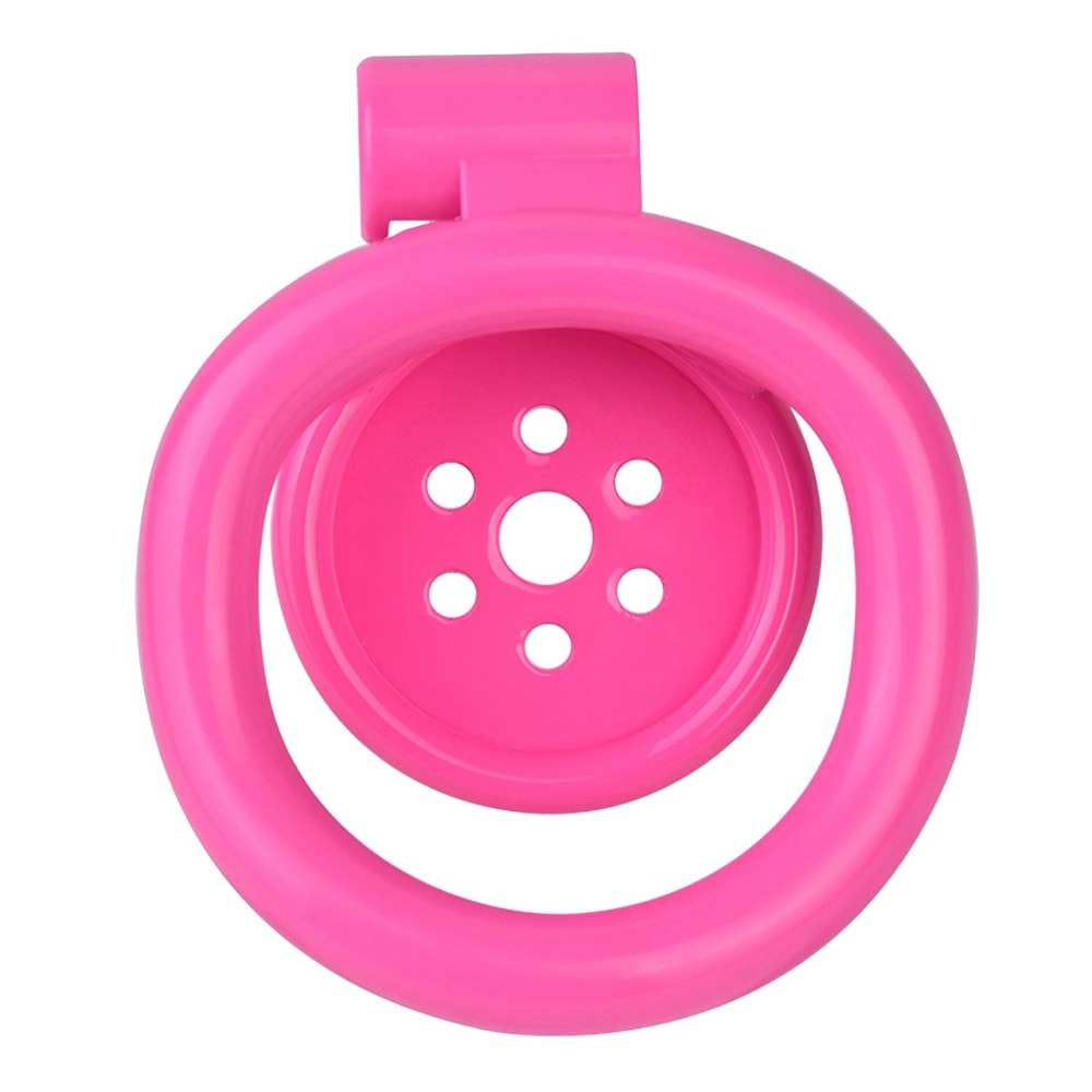 "High-quality pink chastity cage for sissy cuckold and chastity humiliation scenarios."