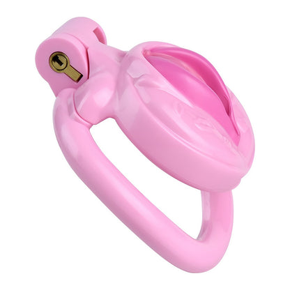 Vagina-Shaped Flat Chastity Cage - Pink