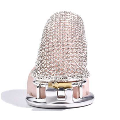 Metal Chastity Cage - Breathable Net - L