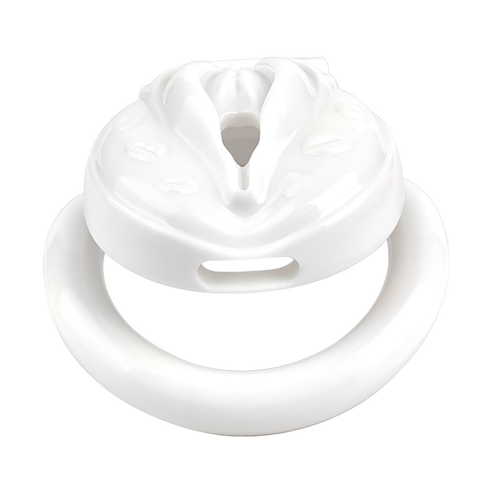 Vagina-Shaped Flat Chastity Cage - White