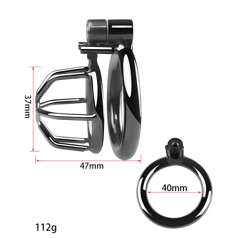 "Ergonomic metal chastity cage designed for femboy chastity and permanent chastity wear."