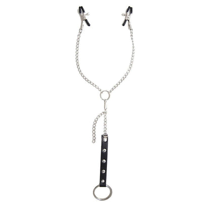 Adjustable Metal Nipple Clamps with cock restraint - Locked Men Club