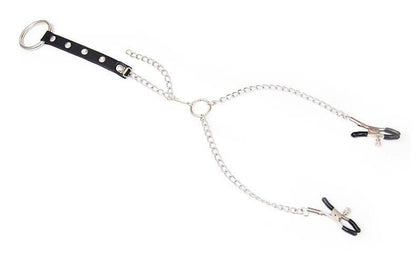 Adjustable Metal Nipple Clamps with cock restraint - Locked Men Club