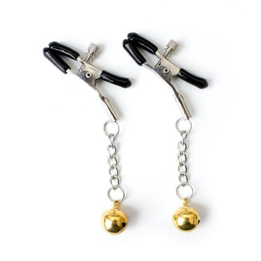 Adjustable Metal Nipple Clamps Non-Piercing Adjustable - With Bells - Locked Men Club