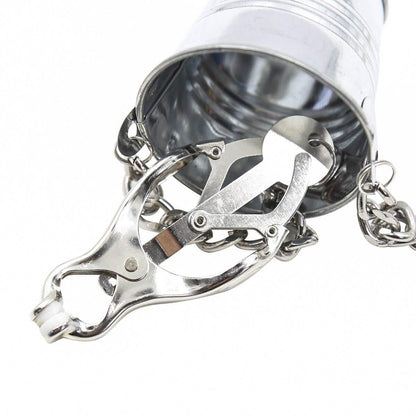 Adjustable Metal Nipple Clamps with bucket - Locked Men Club