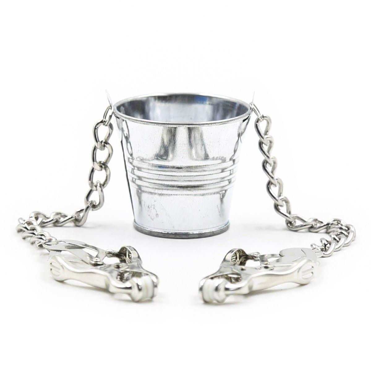 Adjustable Metal Nipple Clamps with bucket - Locked Men Club
