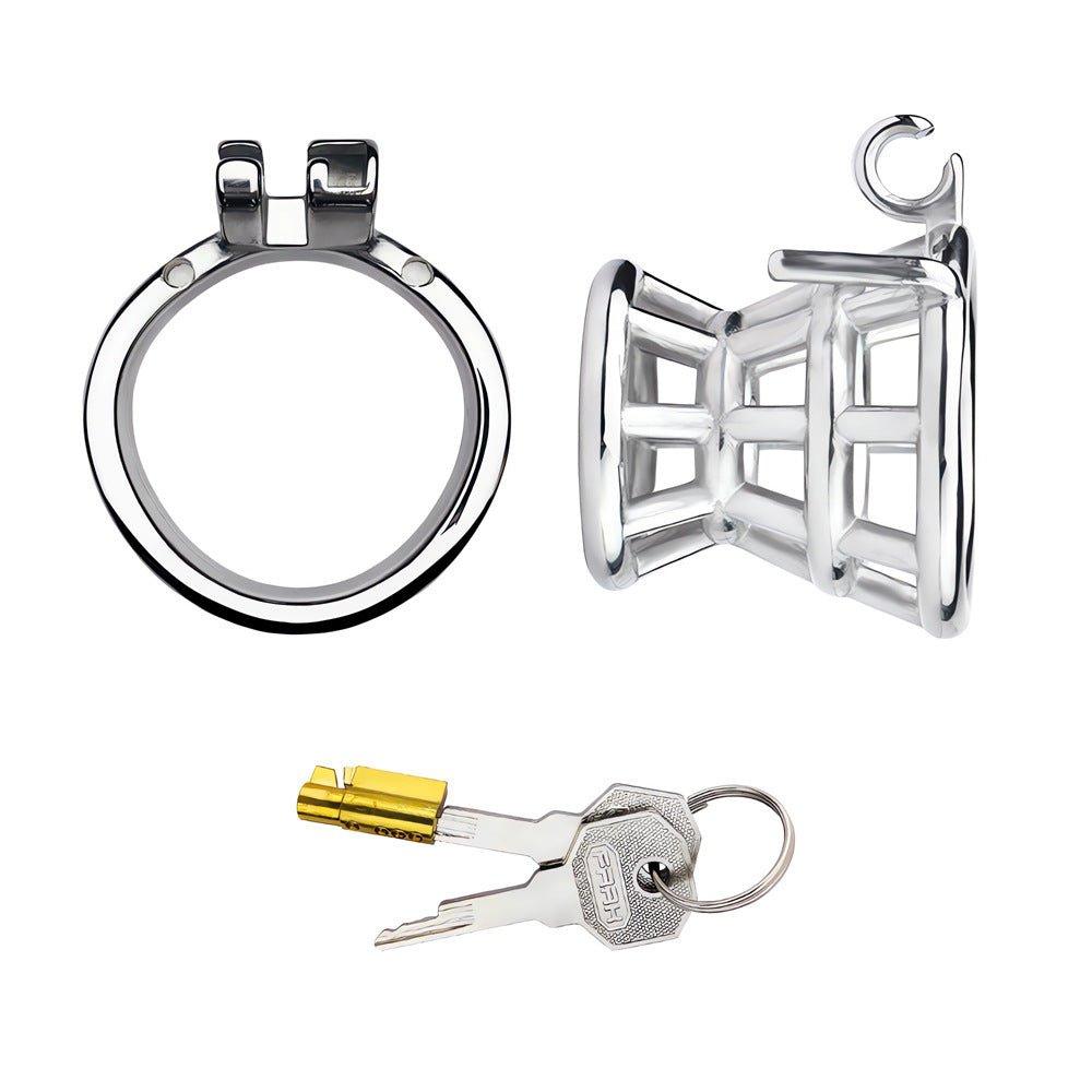 inverted Male metal chastity cages, BDSM gear, male chastity devices, penis cage, lockable chastity cage, gay BDSM, bondage and discipline, chastity play, metal cock cage, kinky sex toys, lock and key chastity, erotic bondage, submissive play, chastity be