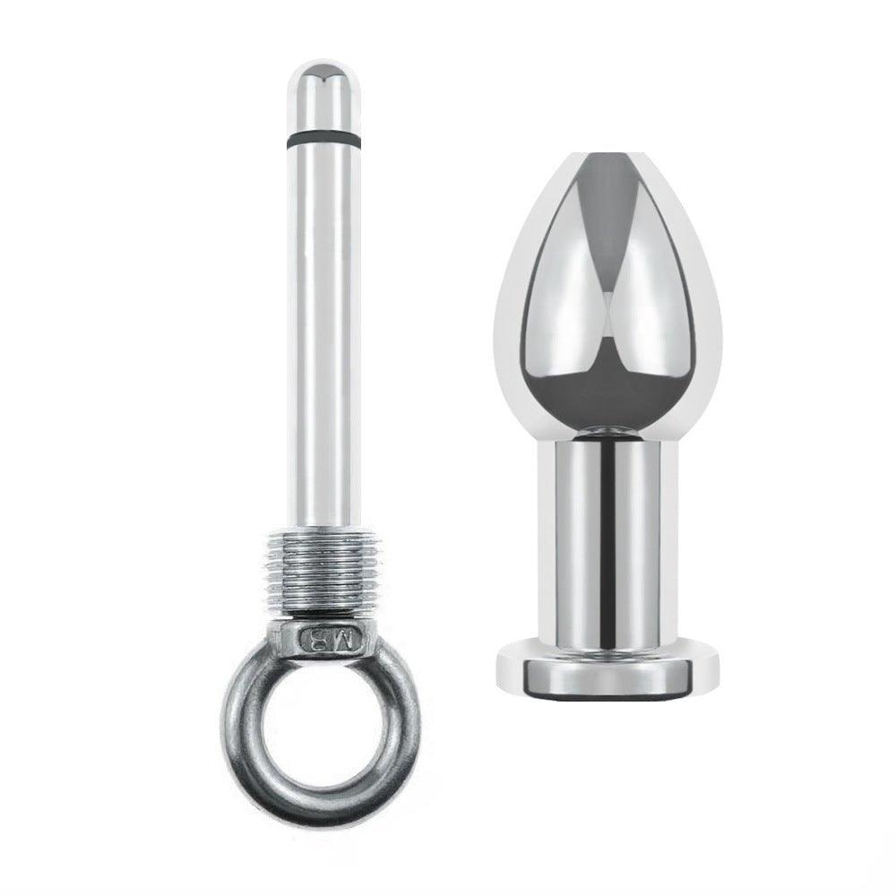 Aluminum anal cleaning douche, anal douche set, anal hygiene, enema douche, anal cleaning kit, anal douching, metal douche set, enema with ring handles, anal cleansing, anal care, personal hygiene for anal play, enema cleaning system, anal douching kit, a